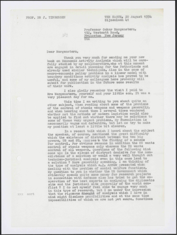 Letter to Oskar Morgenstern