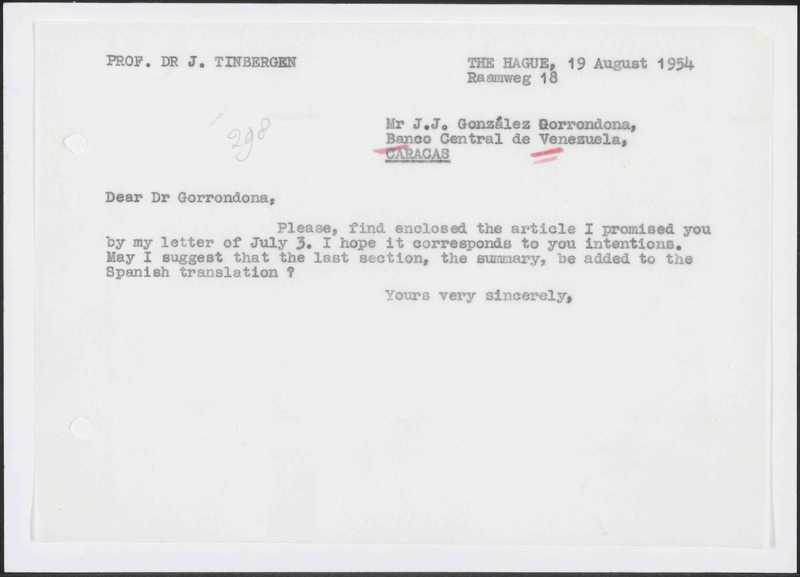 Letter to J.J. Gonzalez Gorrondona