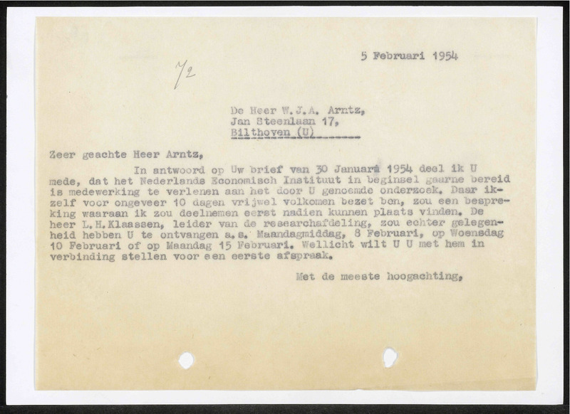 Letter to W.J.A. Arntz