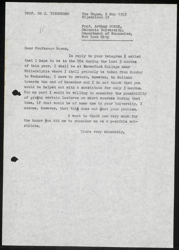 Letter to A.F. Burns