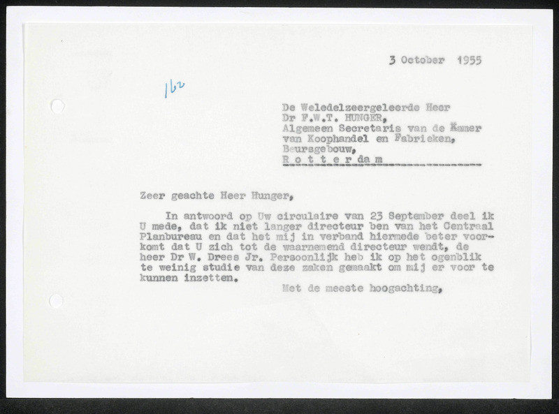 Letter to F.W.T. Hunger