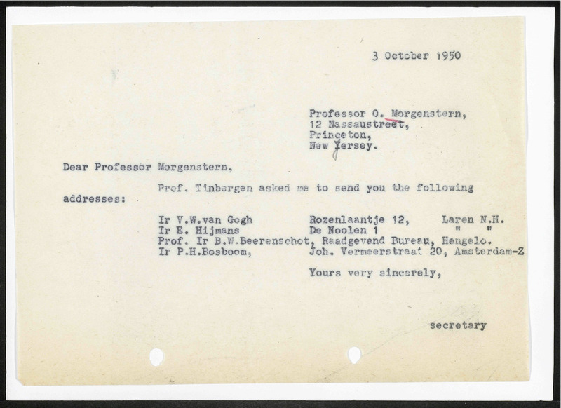 Letter to Oskar Morgenstern