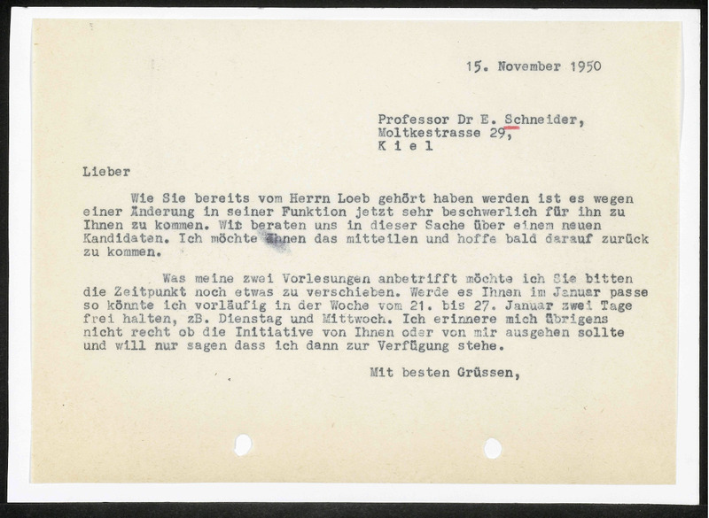 Letter to E. Schneider