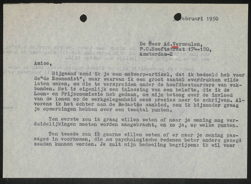 Letter to A. Vermeulen