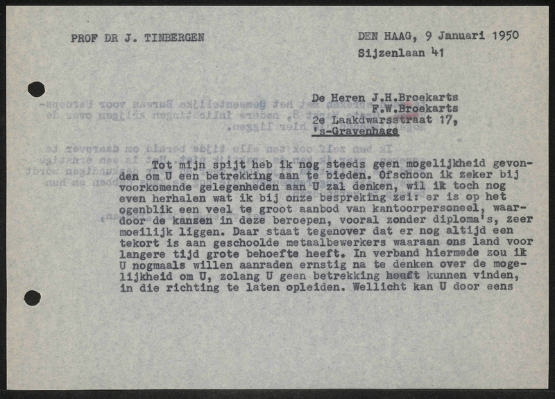 Letter to J.H. Broekarts