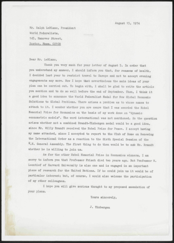 Letter to Ralph LeBlanc
