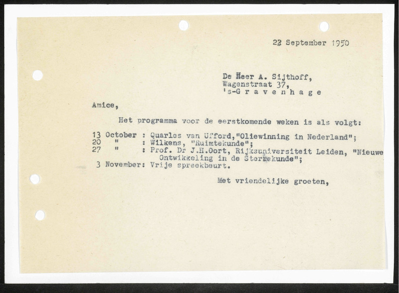 Letter to A. Sijthoff