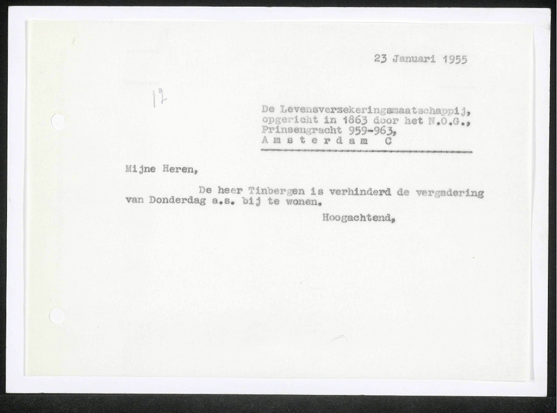 Letter to Levensverzekering-Maatschappij N.O.G.