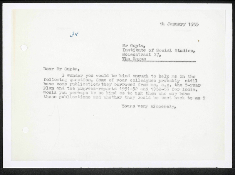 Letter to M.L. Gupta