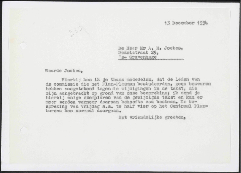 Letter to A.M. Joekes