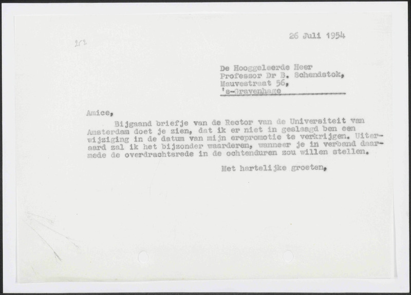 Letter to B. Schendstok