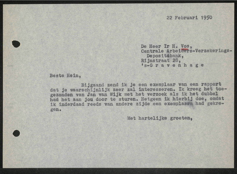 Letter to H. Vos