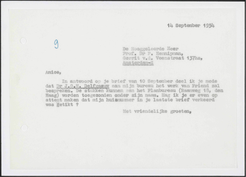 Letter to P. Hennipman