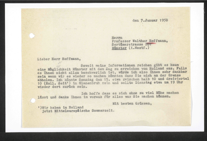 Letter to Walther Hoffmann