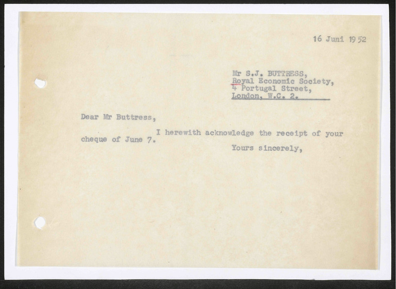 Letter to S.J. Buttress