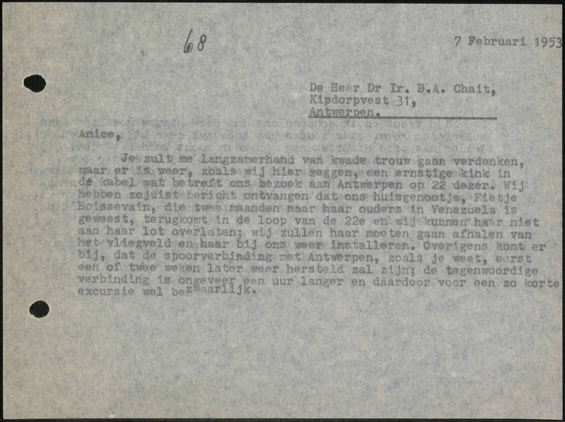 Letter to B.A. Chait