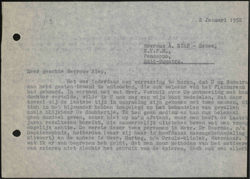 Letter to A. Riep-Eskes