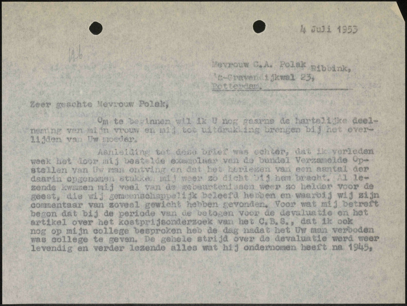 Letter to C.A. Polak-Ribbink