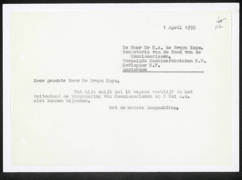 Letter to H.A. de Bruyn Kops