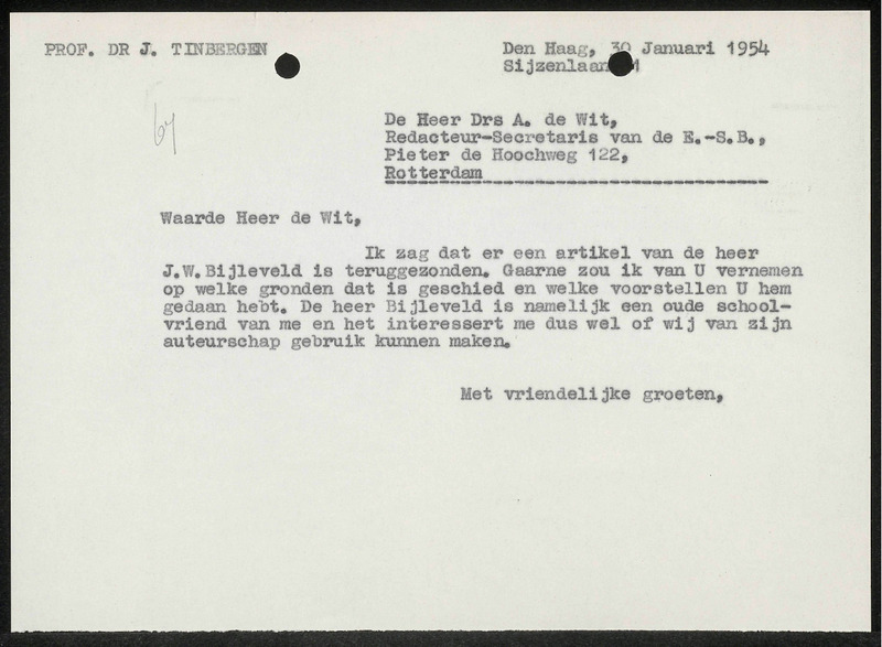 Letter to A. de Wit