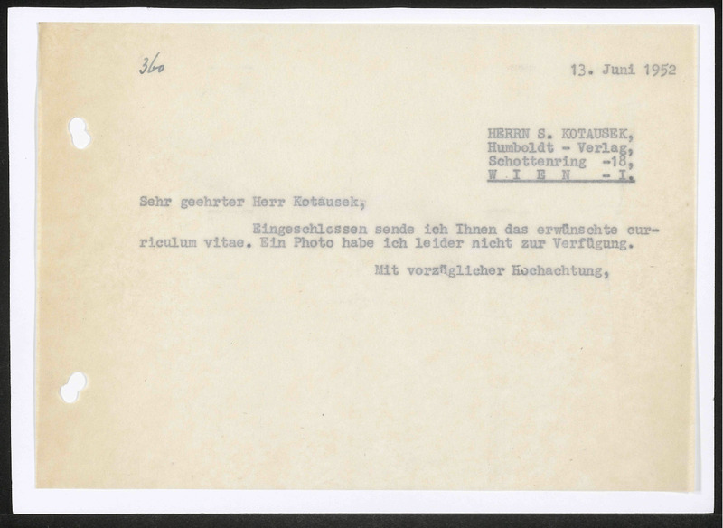 Letter to S. Kotausek