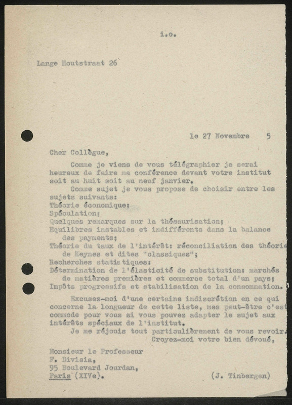 Letter to F. Divisia