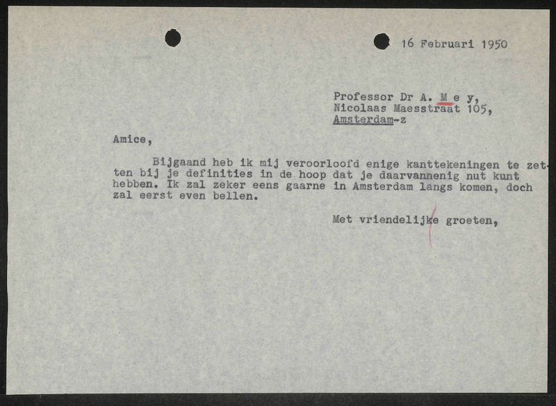 Letter to A. Mey