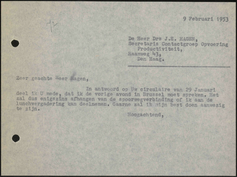 Letter to J.E. Hagen