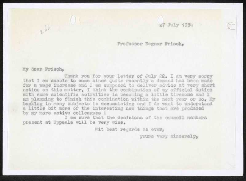 Letter to R. Frisch