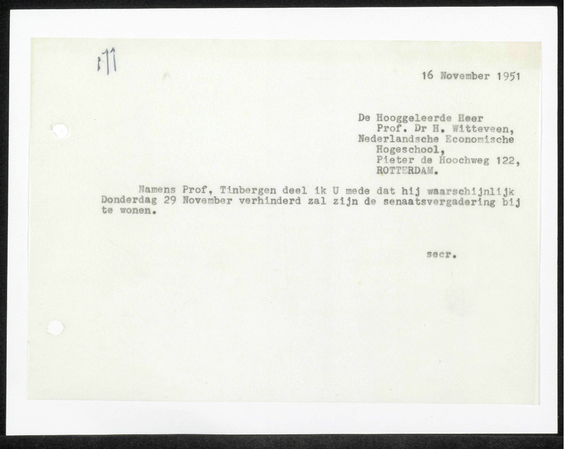 Letter to H. Witteveen