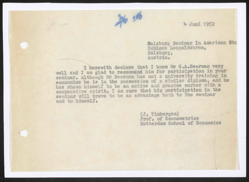 Letter to Salzburg Seminar in American Studies