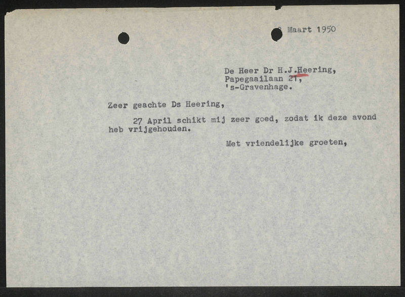 Letter to G.J. Heering