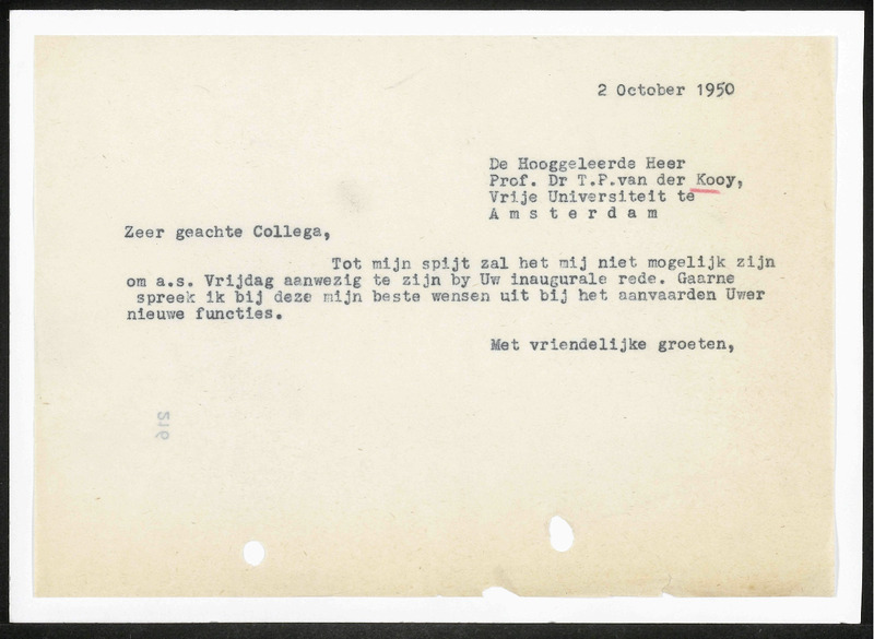 Letter to T.P. van der Kooy