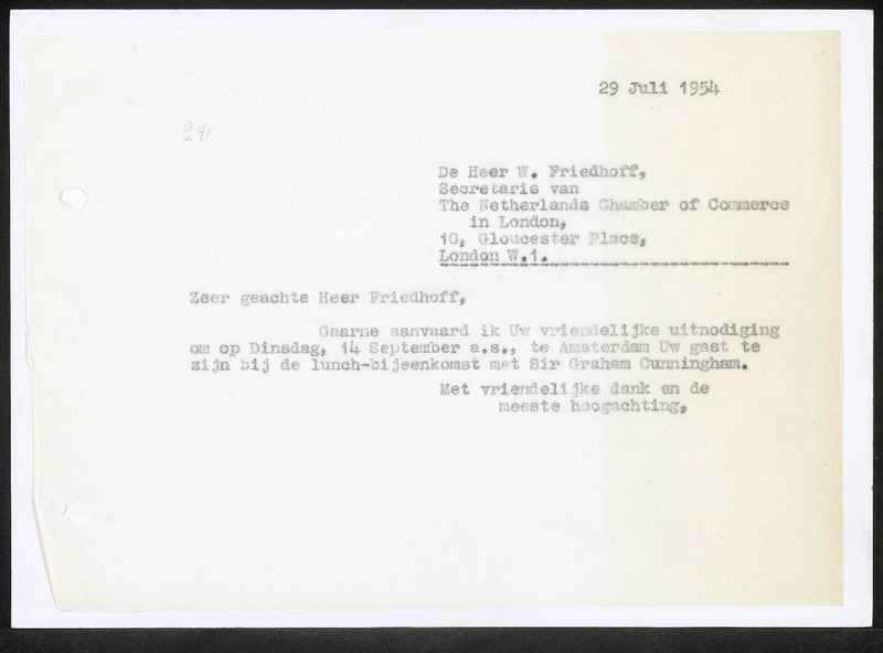 Letter to W. Friedhoff