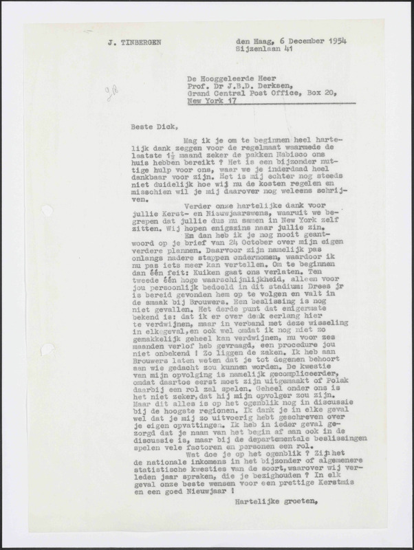 Letter to J.B.D. Derksen