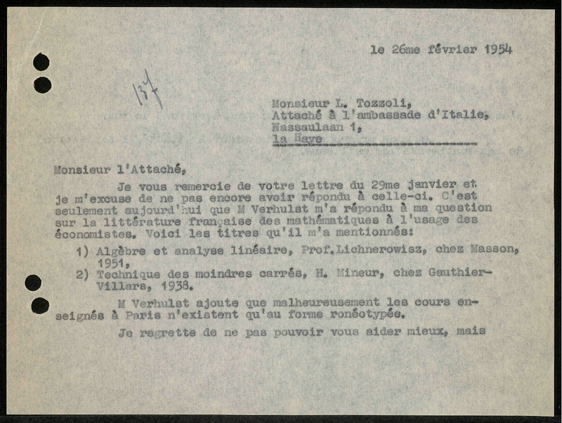 Letter to L. Tozzoli