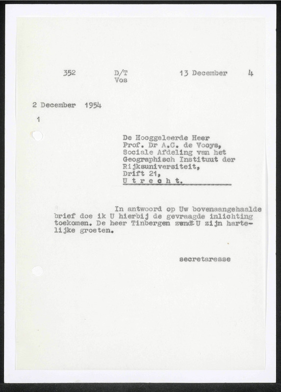 Letter to A.C. de Vooys