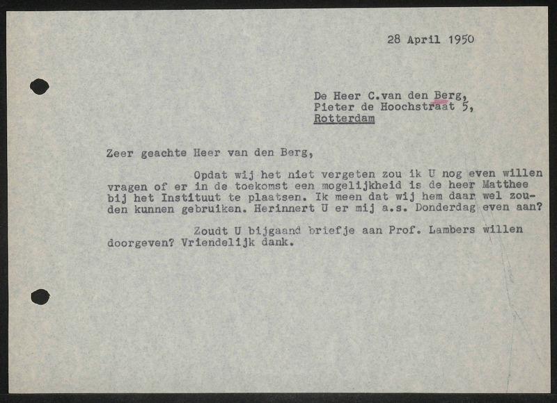Letter to C. van den Berg