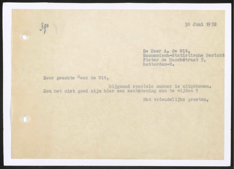 Letter to A. de Wit