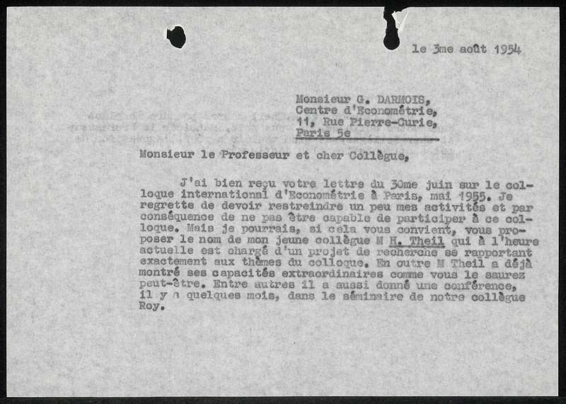 Letter to G. Darmois