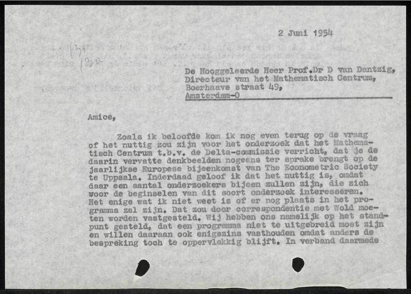 Letter to D. van Dantzig