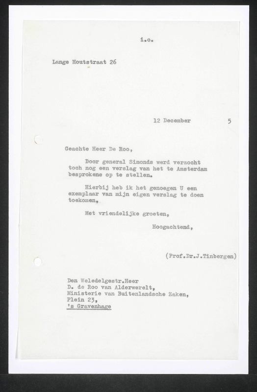 Letter to D. de Roo van Alderwerelt