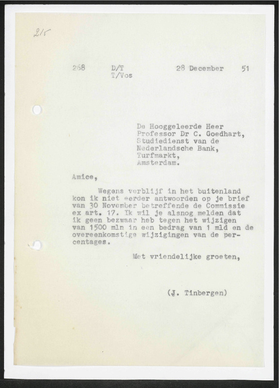 Letter to C. Goedhart