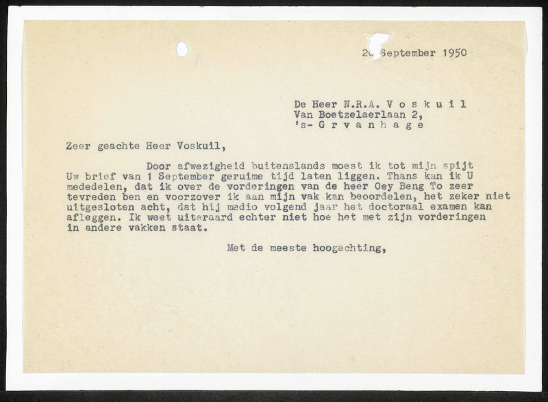 Letter to N.R.A. Voskuil