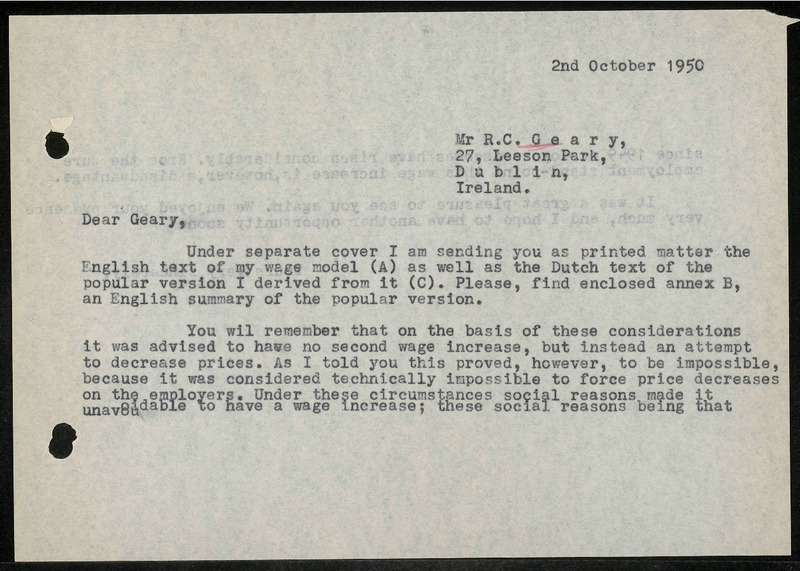 Letter to R.C. Geary