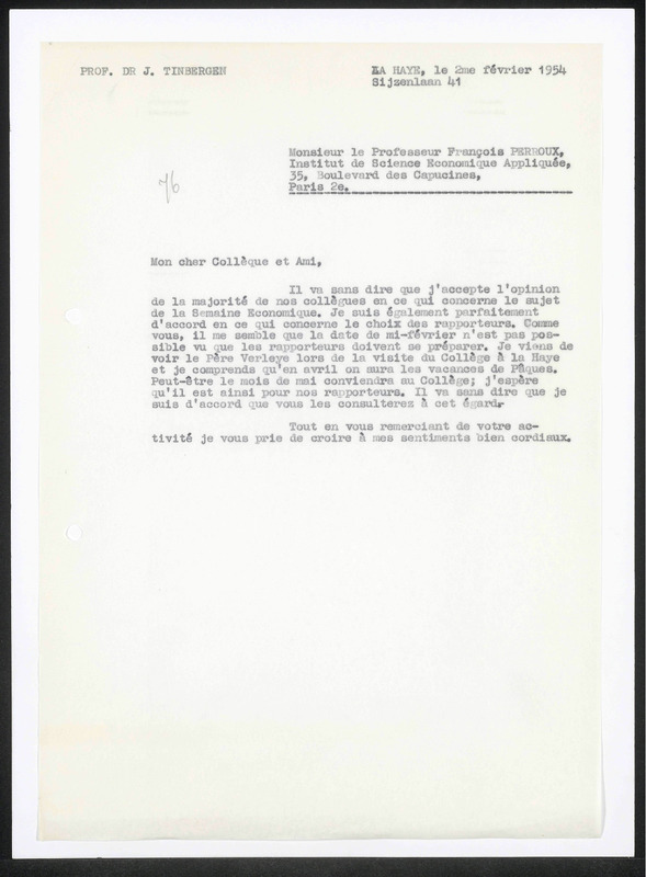 Letter to F. Perroux