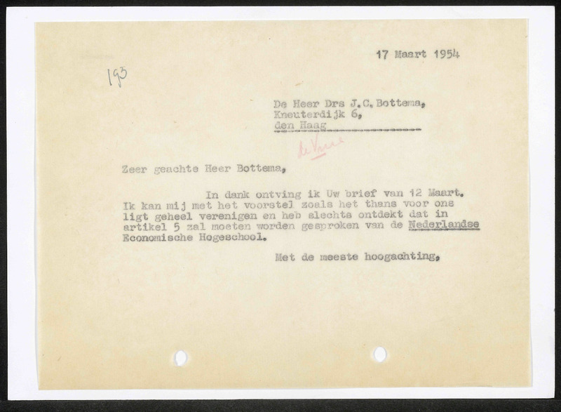 Letter to J.C. Bottema