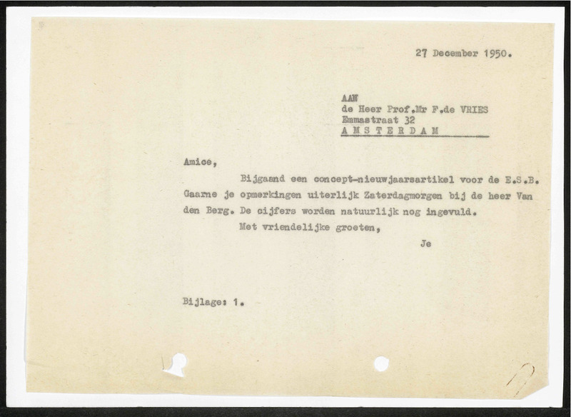 Letter to F. de Vries