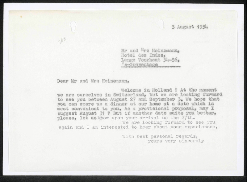 Letter to Hans Heinemann