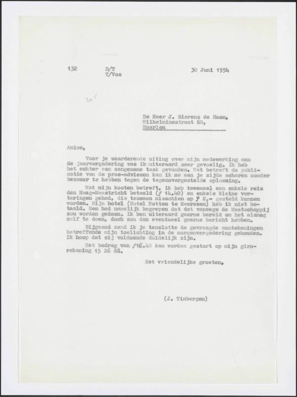 Letter to J. Bierens de Haan
